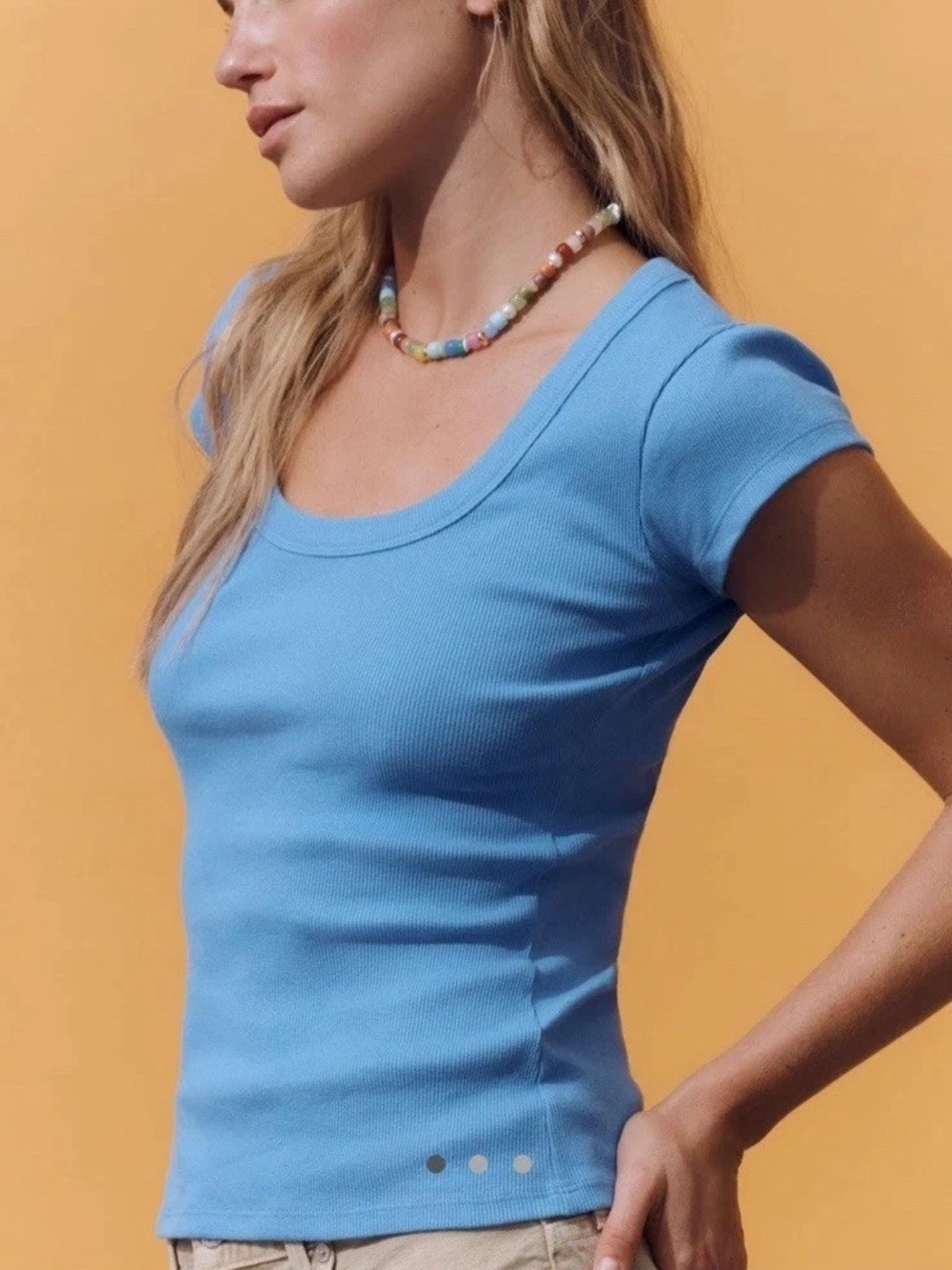 NWT Anthropologie Pilcro Cotton Scoop neck slim tee Large